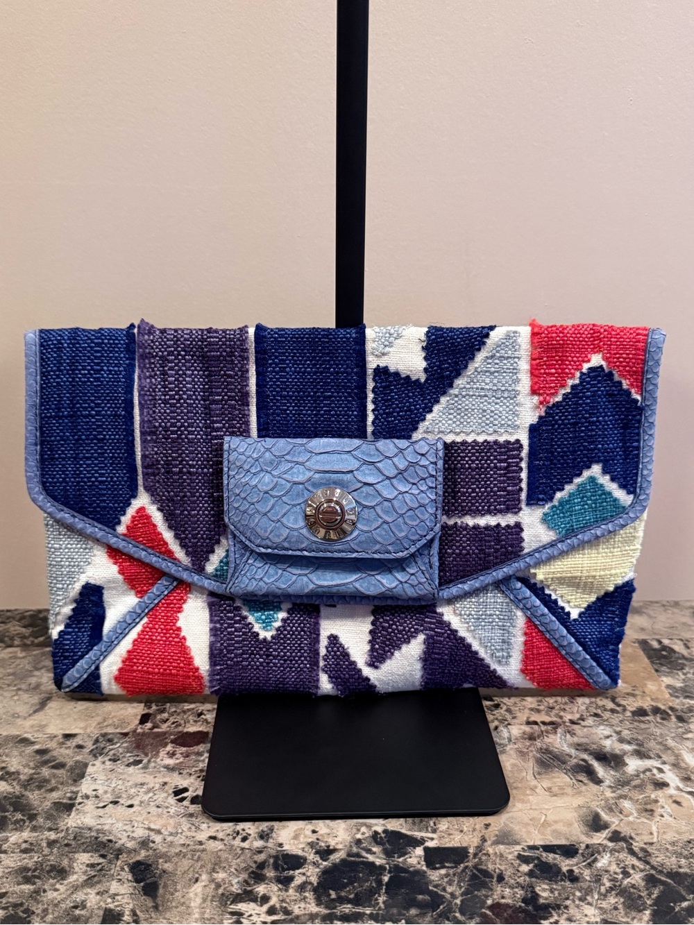 Henri Bendel Geometric Print Clutch RARE - Picture 2 of 16